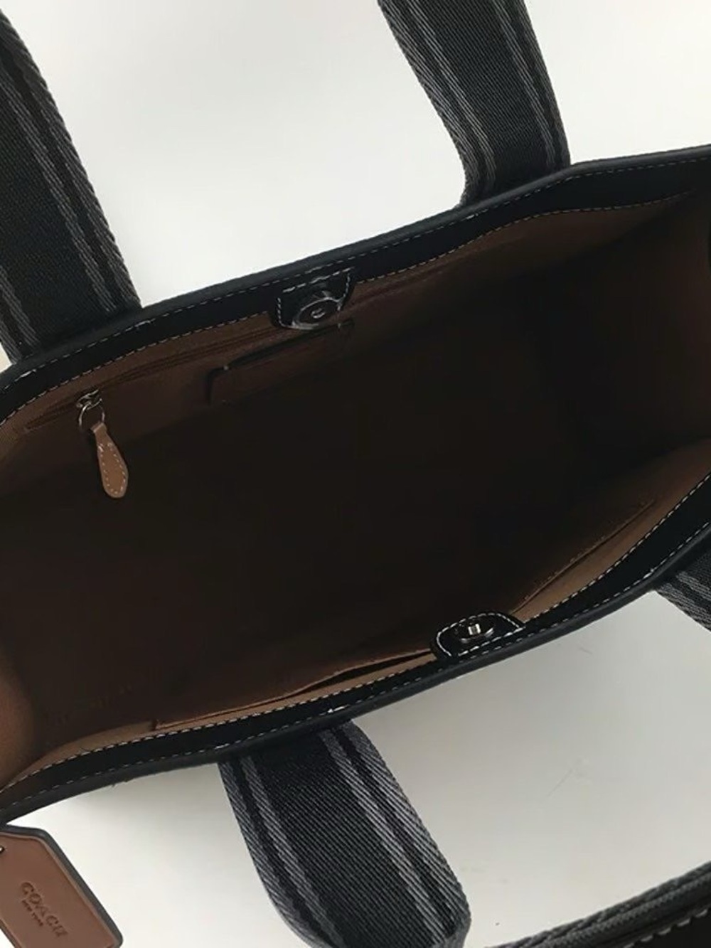 Coach Black & White Checkerboard Tote with Logo Straps - Picture 5 of 5